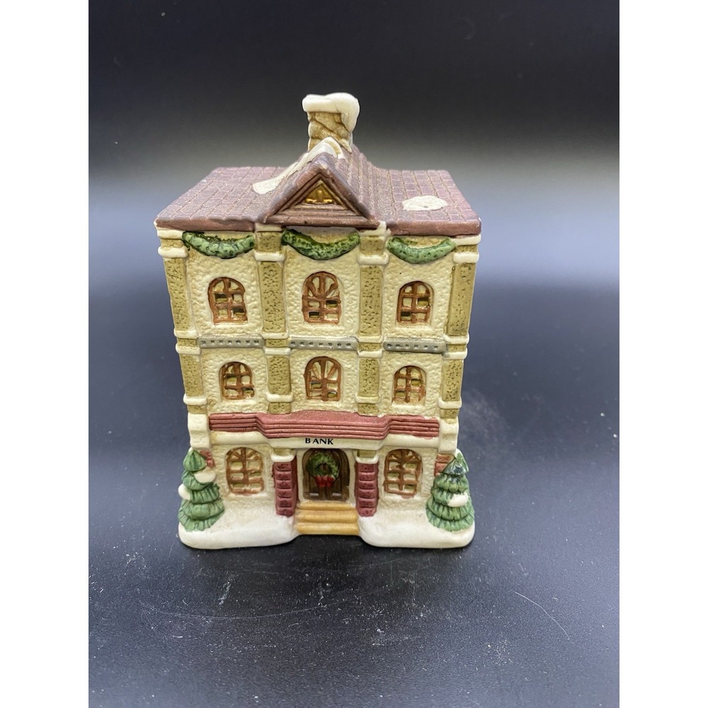 The Christmas House Collection Town Bank illuminated Porcelain Item # 088534